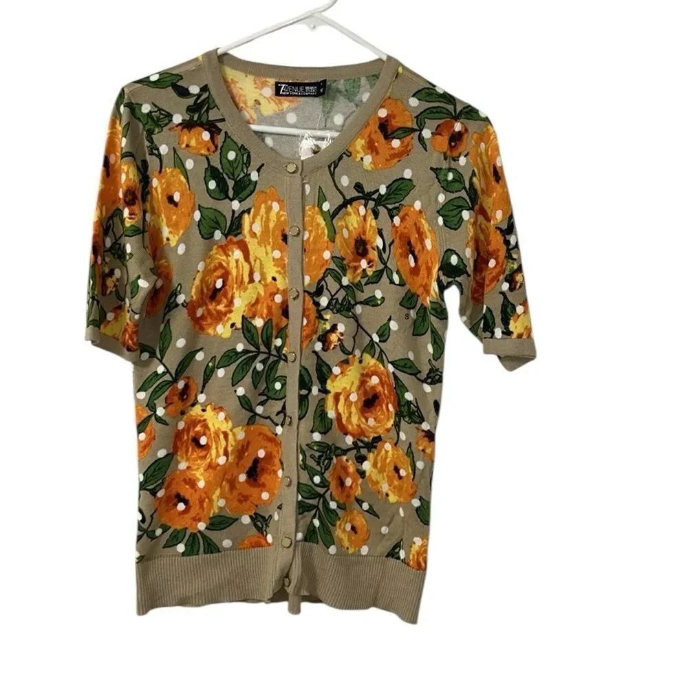 New York & Company Floral Print Button Down Cardigan(Size Small)